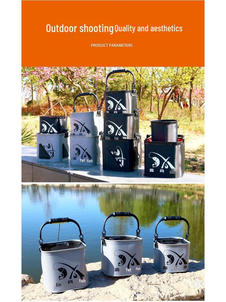 Nouveau Style Équipement de Pêche Pliable Épaissi: Seau à eau carré pour poissons vivants et pêche à la roche