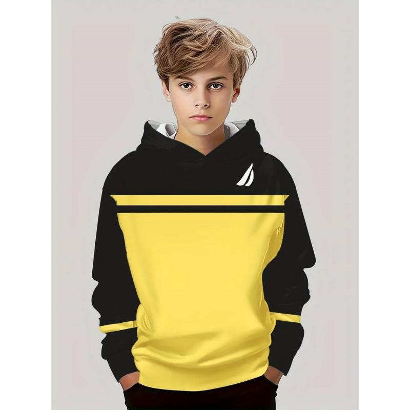 Herbst Classic Kinderkleidung Jungen Hoodies Langarm Streifen 3D Druck Street Locker Komfort Outdoor Jungen Oberteil Kinderkleidung