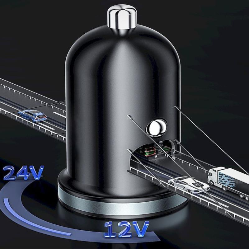 High Speeded 30W Car Smartphones Power Adapter With USB A And Type C Ports Suitable For Rapid Charging Of Mobile Devices