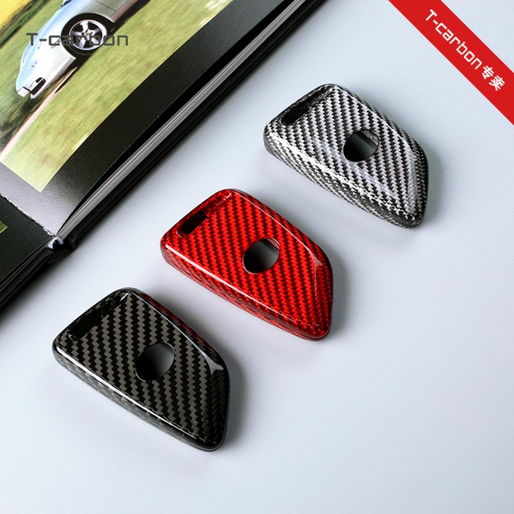 T-Carbon Carbon Fiber Car Remote Smart Key Case Key Fob Case Holder Cover Trim For Toyota Supra A90 Mk5 -