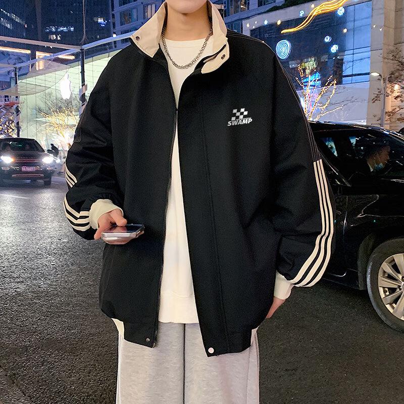 SWAMP AREA Unisex Retro Patchwork Baseball Workwear Jacket