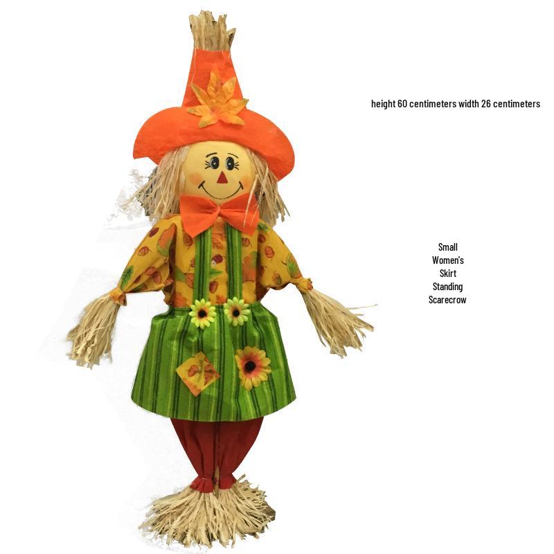 Cute Scarecrow Halloween Decorations: Small & Medium Pumpkin Lanterns for Bar, Party, Haunted House, and Pastoral Themes.