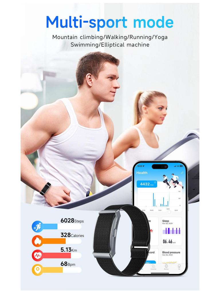 G69 Bluetooth Sports Bracelet: No-Screen Design, Heart Rate, Body Temperature & Blood Oxygen Monitor.