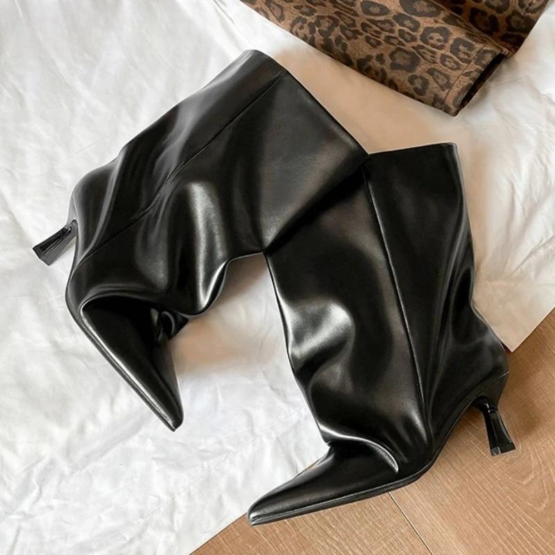 Autumn Winter Pointed Toe Women Thin Heel Ankle Boots Street Style Slip On Party Short Botas Mujer