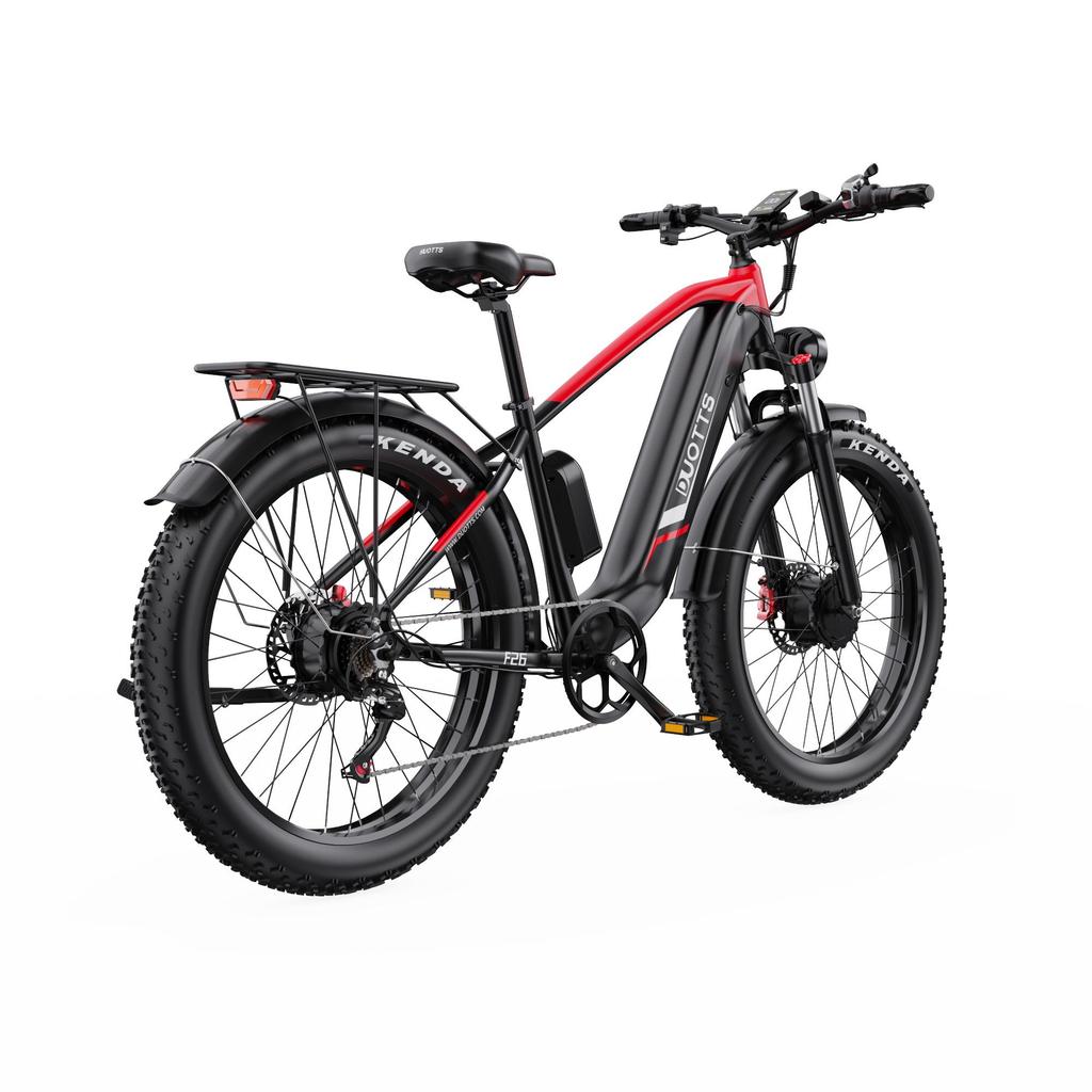 DUOTTS Elektrické kolo F26: Motor 750 W, dojezd 120 km, 26" tlusté pneumatiky, vodotěsnost IPX5, stoupavost 55°
