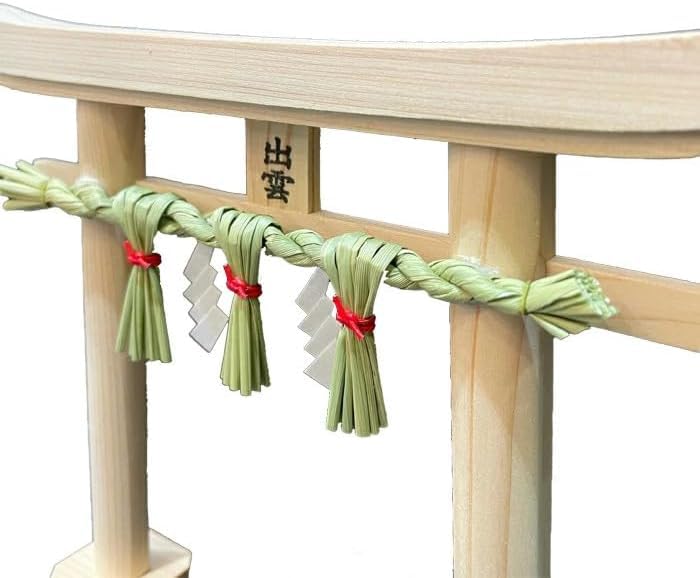 Hiranoya Torii Gate, Izumo Shimenawa, Shinto Shrine, Made In Japan with Hinoki Wood and Rice Straw, 19cm X 16cm