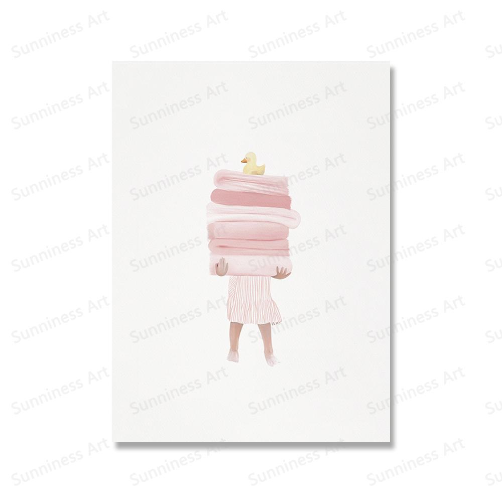 

Детская милая минималистичная настенная живопись для ванной комнаты, холст, живопись, плакаты на скандинавскую тему и принты, настенные панно для детской комнаты, домашний декор 21x30cm No Framed красный