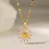 Shiny Sunflower Pendant Necklace For Women Girls Sweet Stainless Steel Clavicle Chain Jewelry Accessories Gift