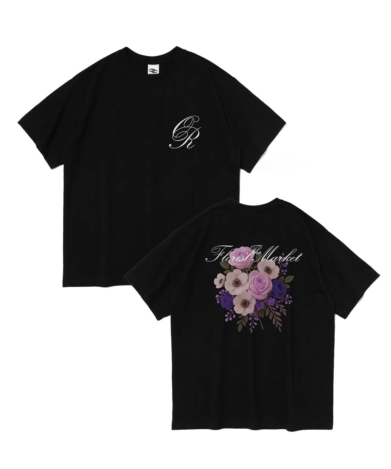 O Under R Flower Oversized Short Sleeve T-Shirt (Black) Xl