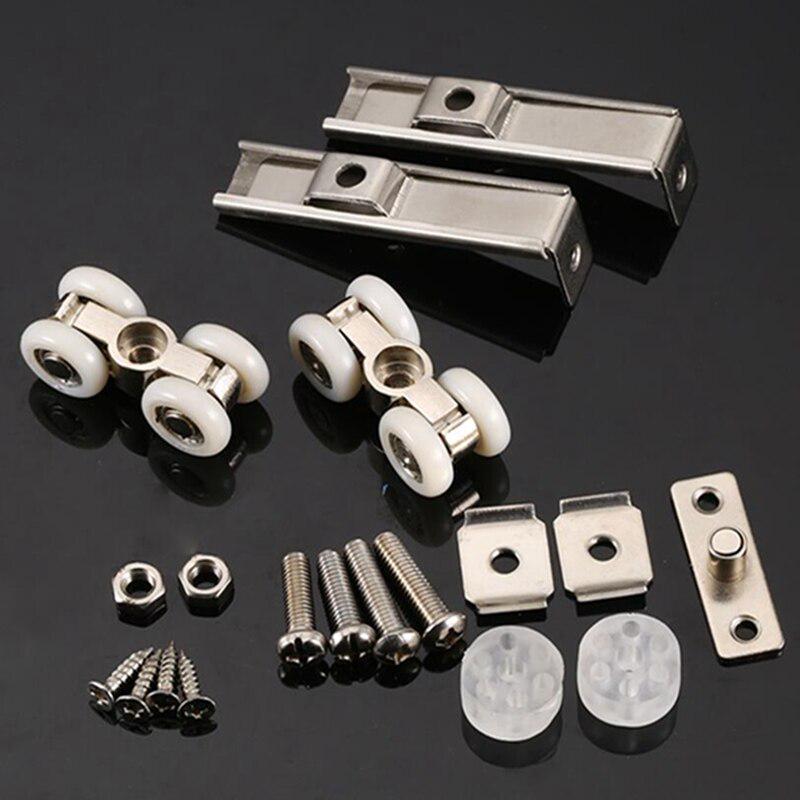 Buy Sliding Glass Door Rollers Hanging Pulley Home Bathroom Wood Door Kit AA at affordable