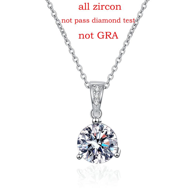 Smyoue D Color Certified Moissanite Necklace for Women Girls Birthday Gift 3 Prongs Pendant 925  Silver Jewelry 1CT 2CT 1CT