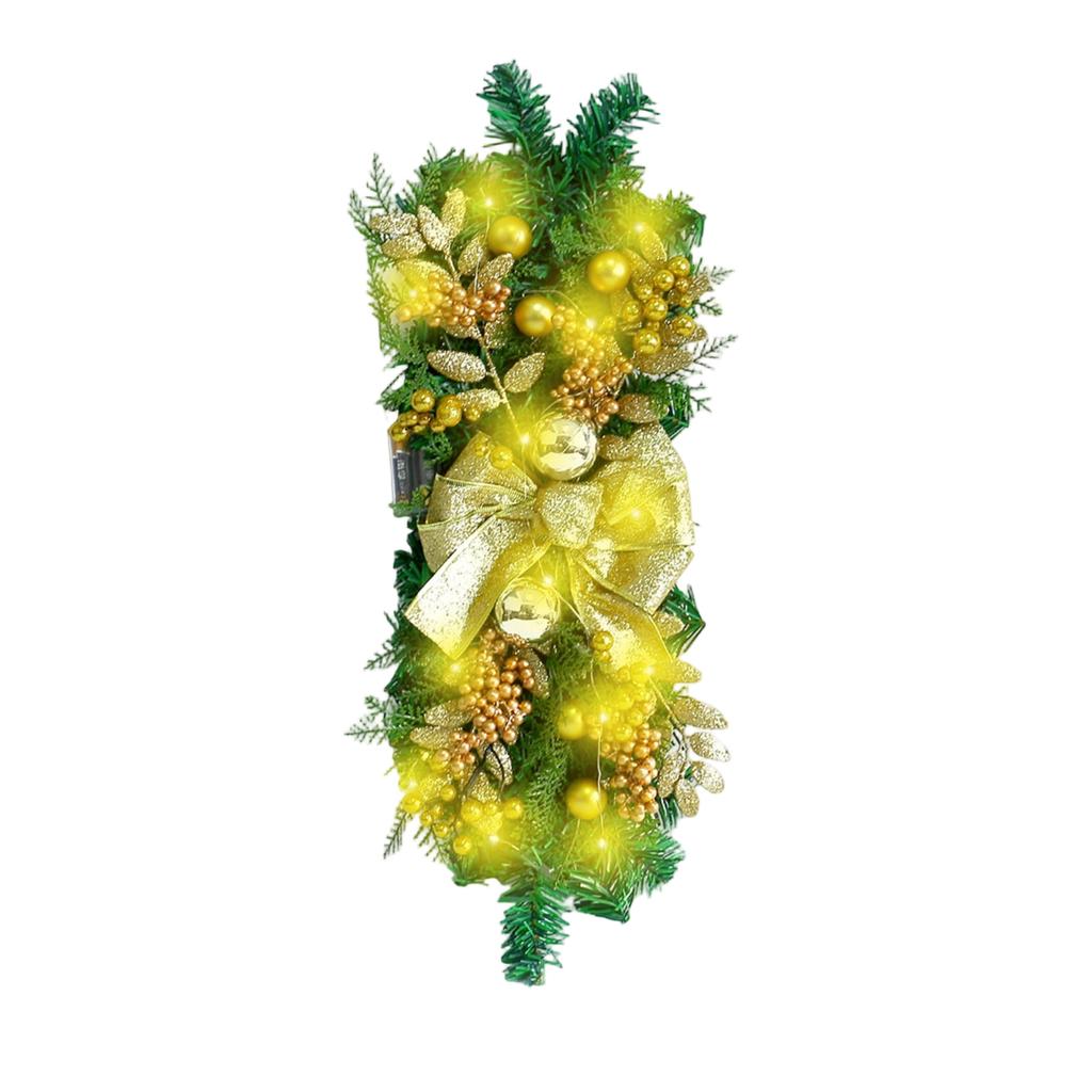 Christmas Wreath Door Curtain Decoration with LED Lights for Staircase Hanging Home Decor