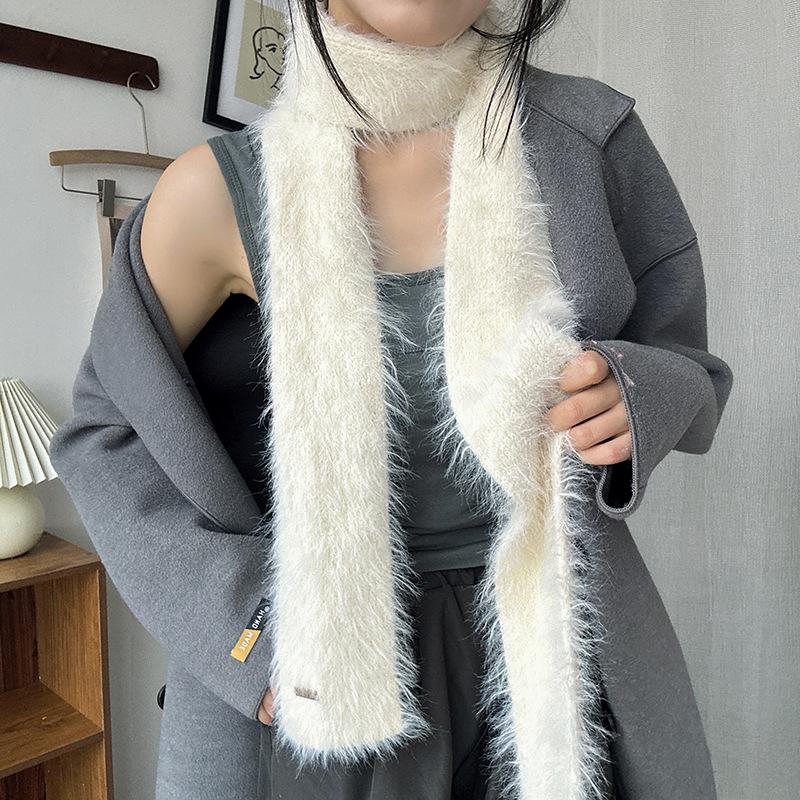 Luochi Knit Korean Style Plush Scarf - Versatile Autumn/Winter Decorative Neck Gaiter for Women