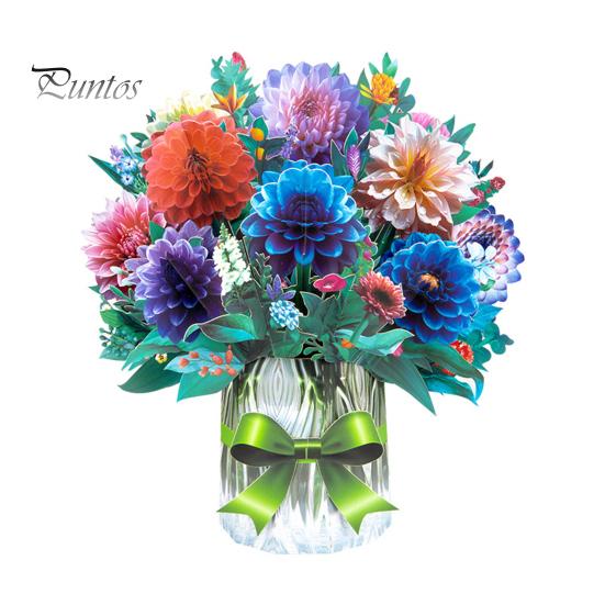 3D Pop Up Flower Bouquet Card Paper Flower Vase Greeting Cards for Mother's Day Congratulations Graduation Anniversary Birthday