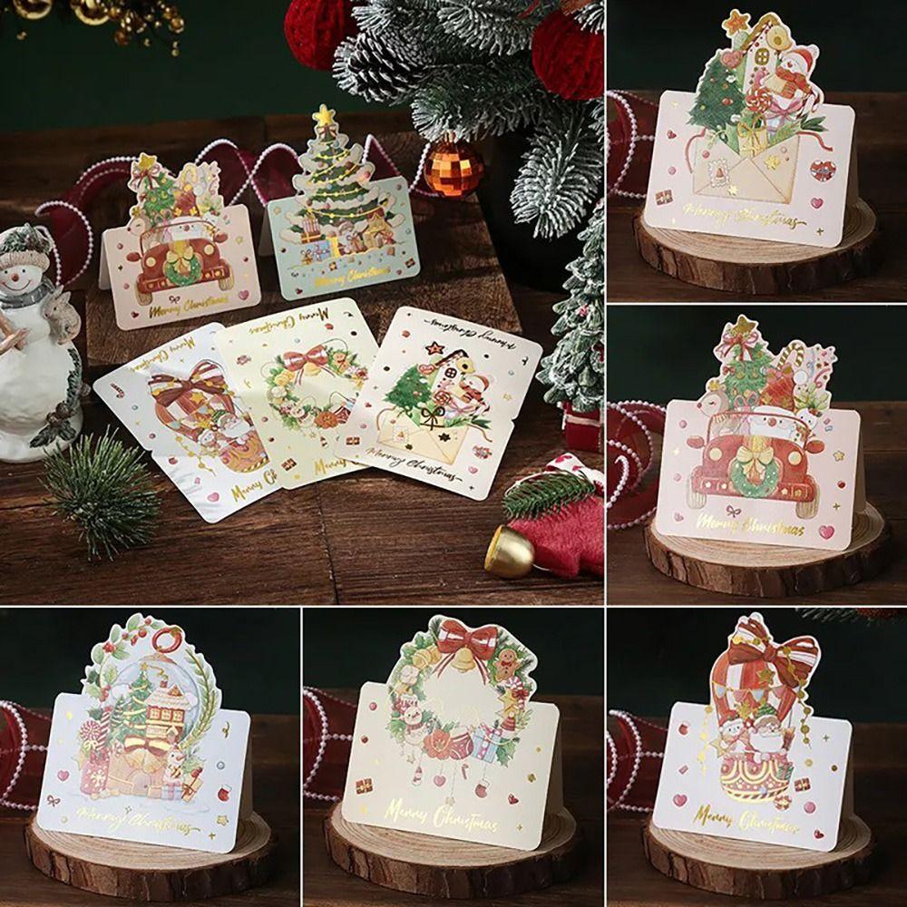 10Pcs/Pack Birthday New Year Christmas Greeting Card Xmas Decoration Greeting Envelope
