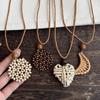 Bohemian Handmade Wooden Straw Woven Heart Moon Long Pendant Necklaces Adjustable Rope Chain Chokers For Women Birthday Gift