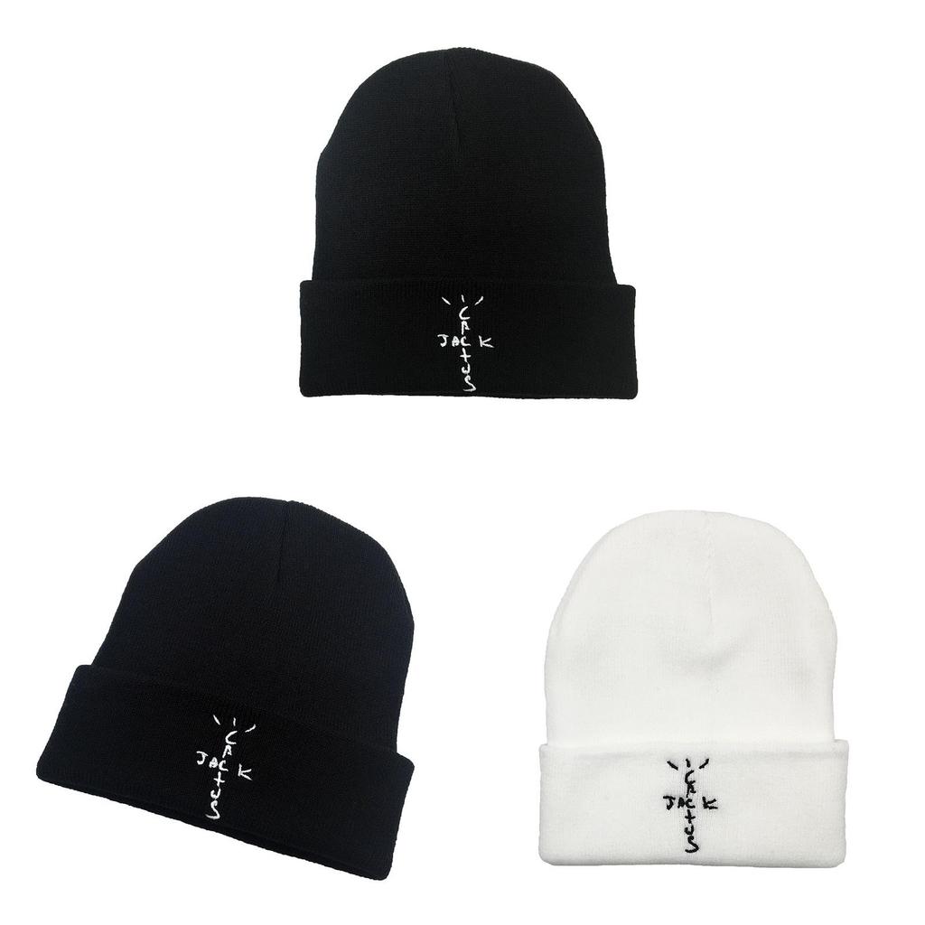 Travis Scott Cactus Jack Knit Hat With Embroidered Letter Pattern For Winter Warmth
