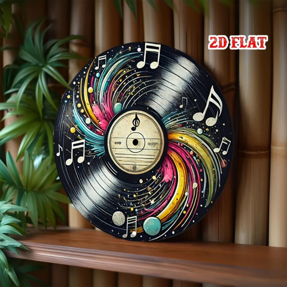 Винтажная металлическая настенная картина в виде виниловой пластинки, декор в виде музыкальной ноты, ретро, для дома, бара, кафе белый