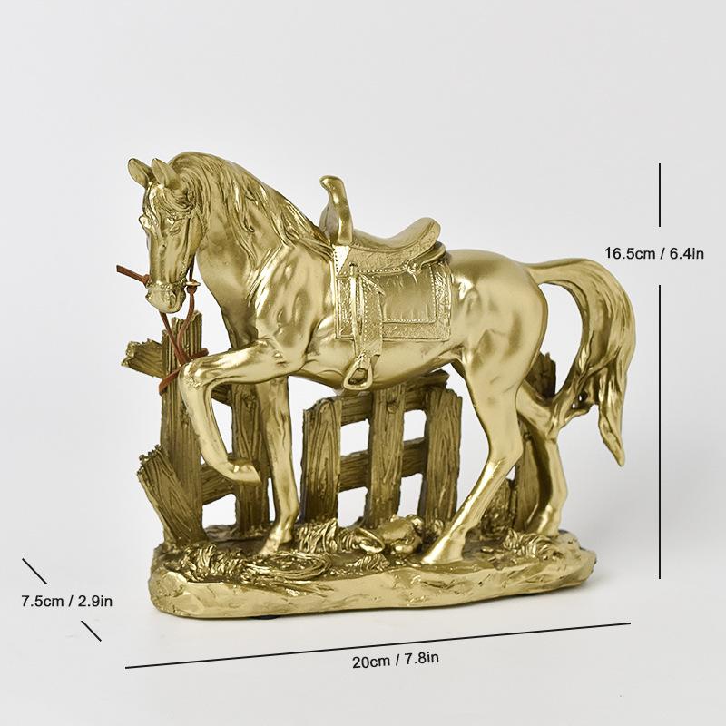 Figurine Collectible Horse Ornament Tabletop Decoration Sculpture for Furniture Desk Bookcase Office Home Decor