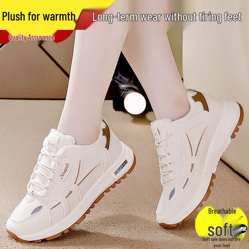 

Женские белые кроссовки хайтопы на флисовой подкладке: Универсальная спортивная обувь в корейском стиле, теплая для зимы 35