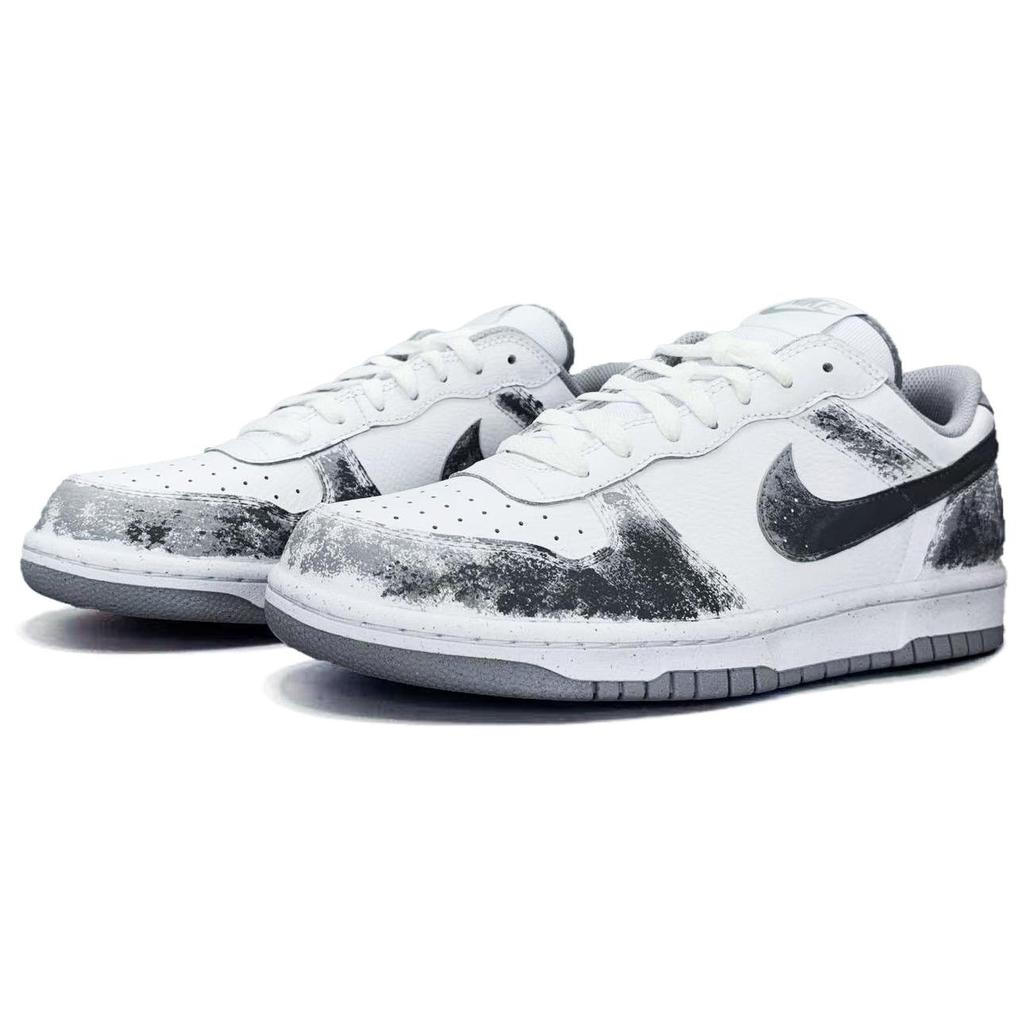 Nike Big Kung Fu Panda Leather Wear Resistant And Lightweight Low Top Skateboard Shoes Unisex Black White 355152-106()