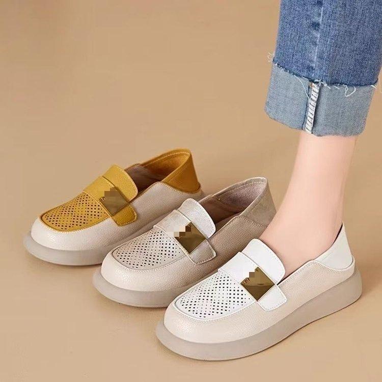Thick-soled Spring and Summer New Breathable Hollow Soft-soled Casual Lazy Shoes Hole-hole Single Shoes