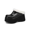 Fashion Vintage Rabbit Hair/wool Autumn and Winter Plush Slippers Women's Fashion Black Brown Warm Outdoor High Heel Cotton Shoes
