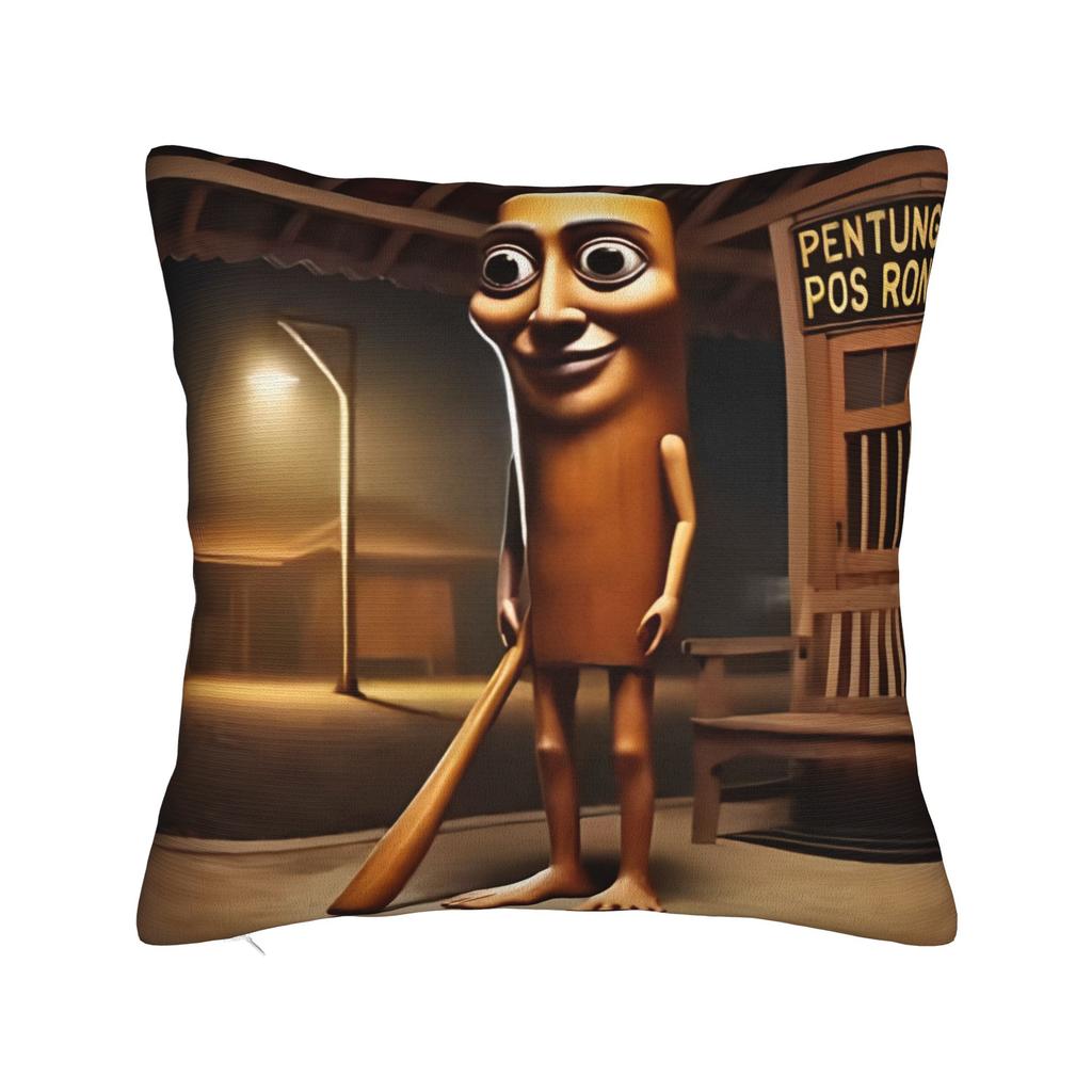 Tung Tung Tung Sahur Face Square Pillow Cases Italian Brainrot Cushion Covers Customized Decorative Pillowcase for Car 40x40cm