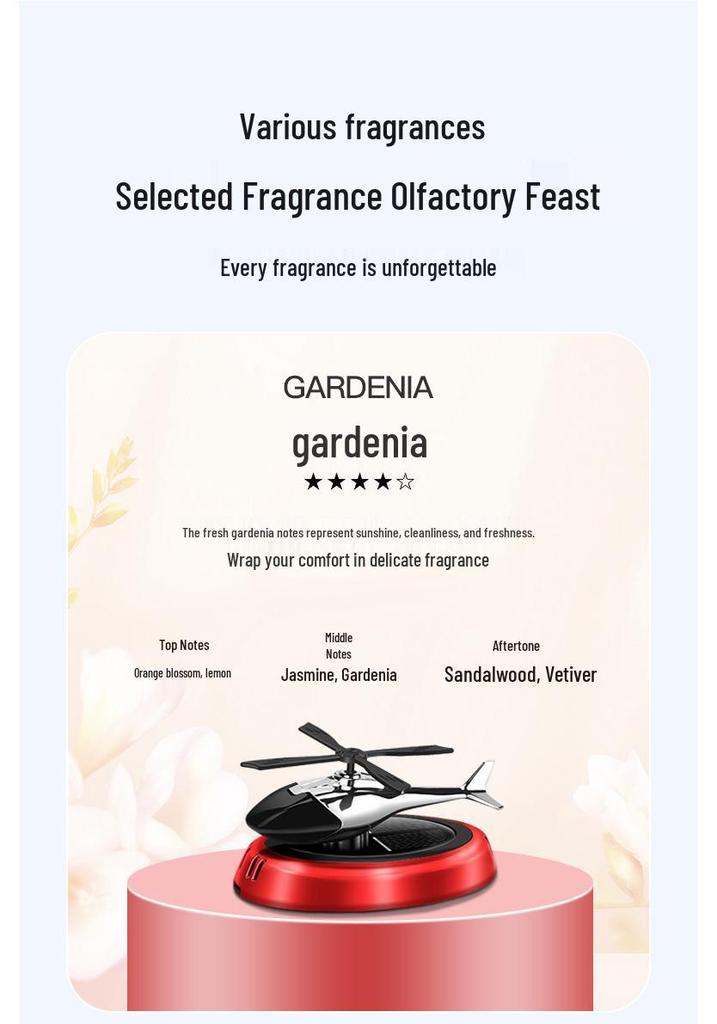 Solar-Powered Rotating Airplane Car Air Freshener - Gardenia Scent
