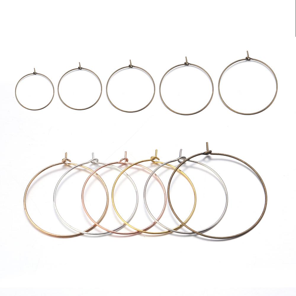 50pcs/lot Big Hoops Circle Earrings Gold Color  Round Earring Wire Circle for DIY Dangle Drop Earring Jewelry Making Accessories
