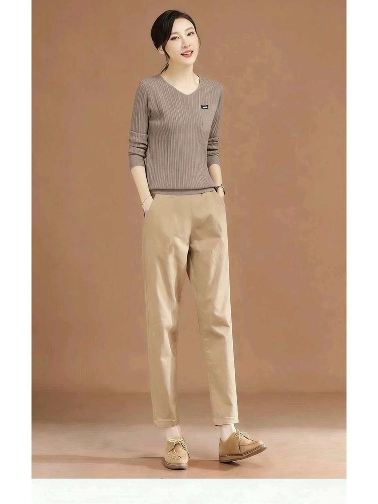 Women's Retro Carrot Harem Pants - Spring/Summer 2026 Collection, Casual Straight-Leg, Slimming Fit