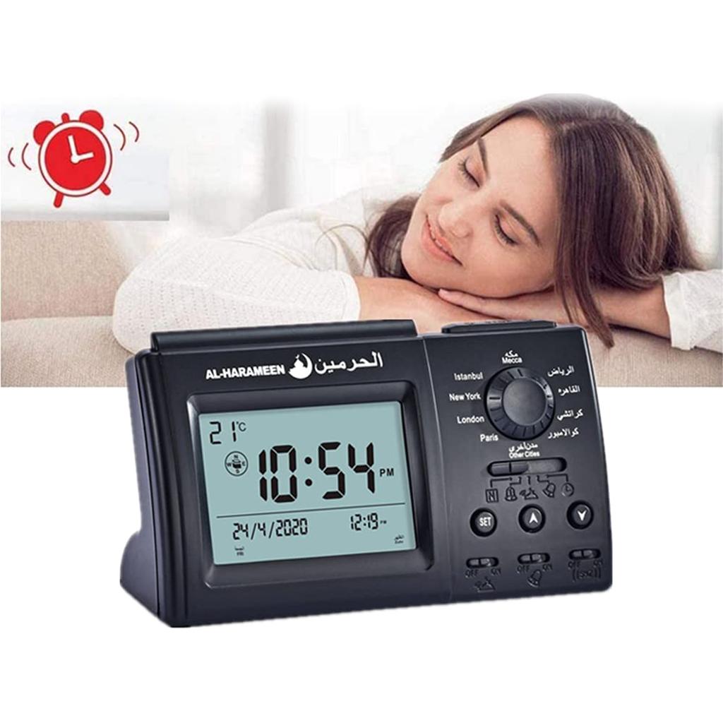 Azan Alarm Table Clock Islamic Digital Clock Muslim Azan Alarm Table Clock for All Prayers Qibla Direction Home Church