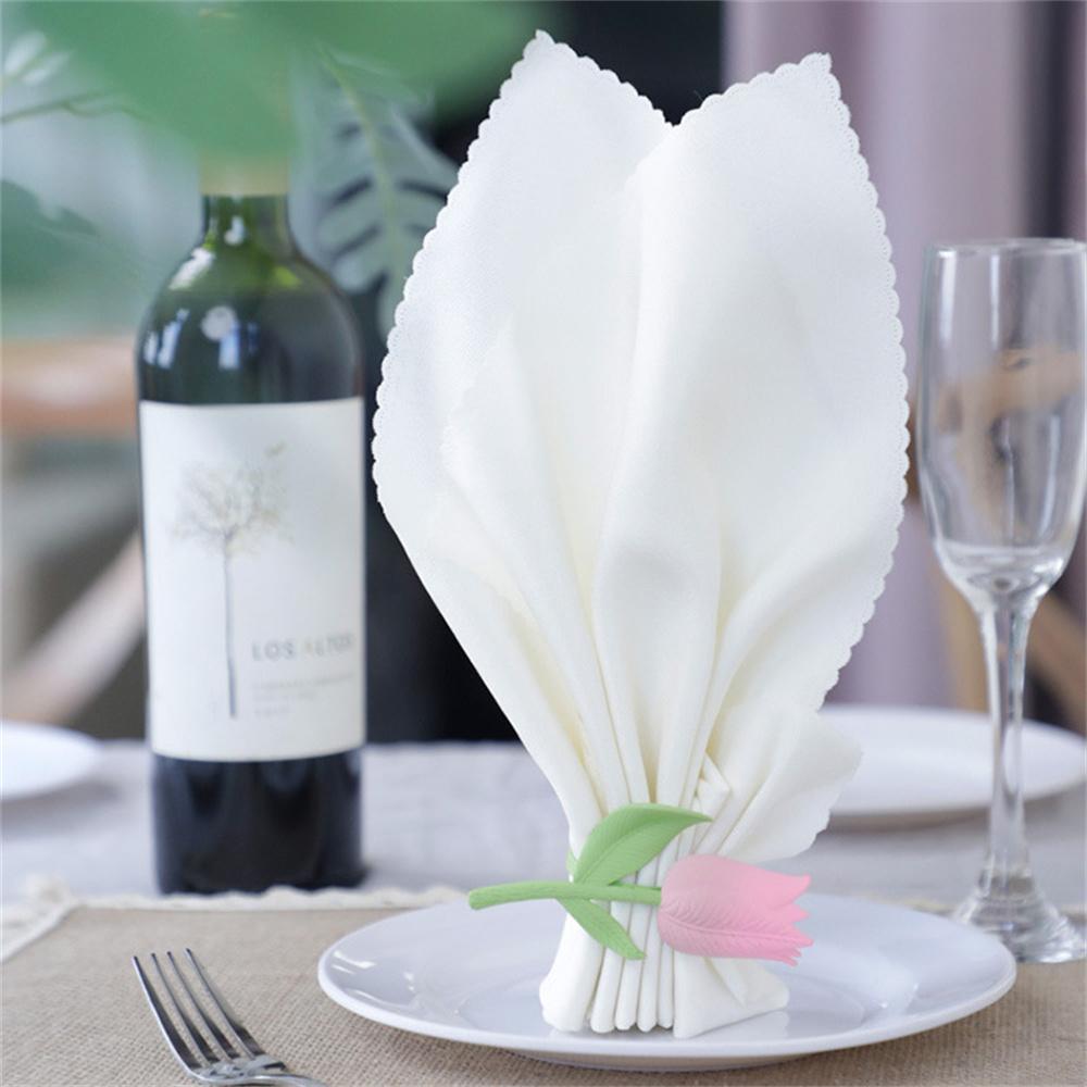 Table Decoration Mori Tulip Flower Alloy Napkin Ring Metal Painted Napkin Ring For Home Dining Party Gift