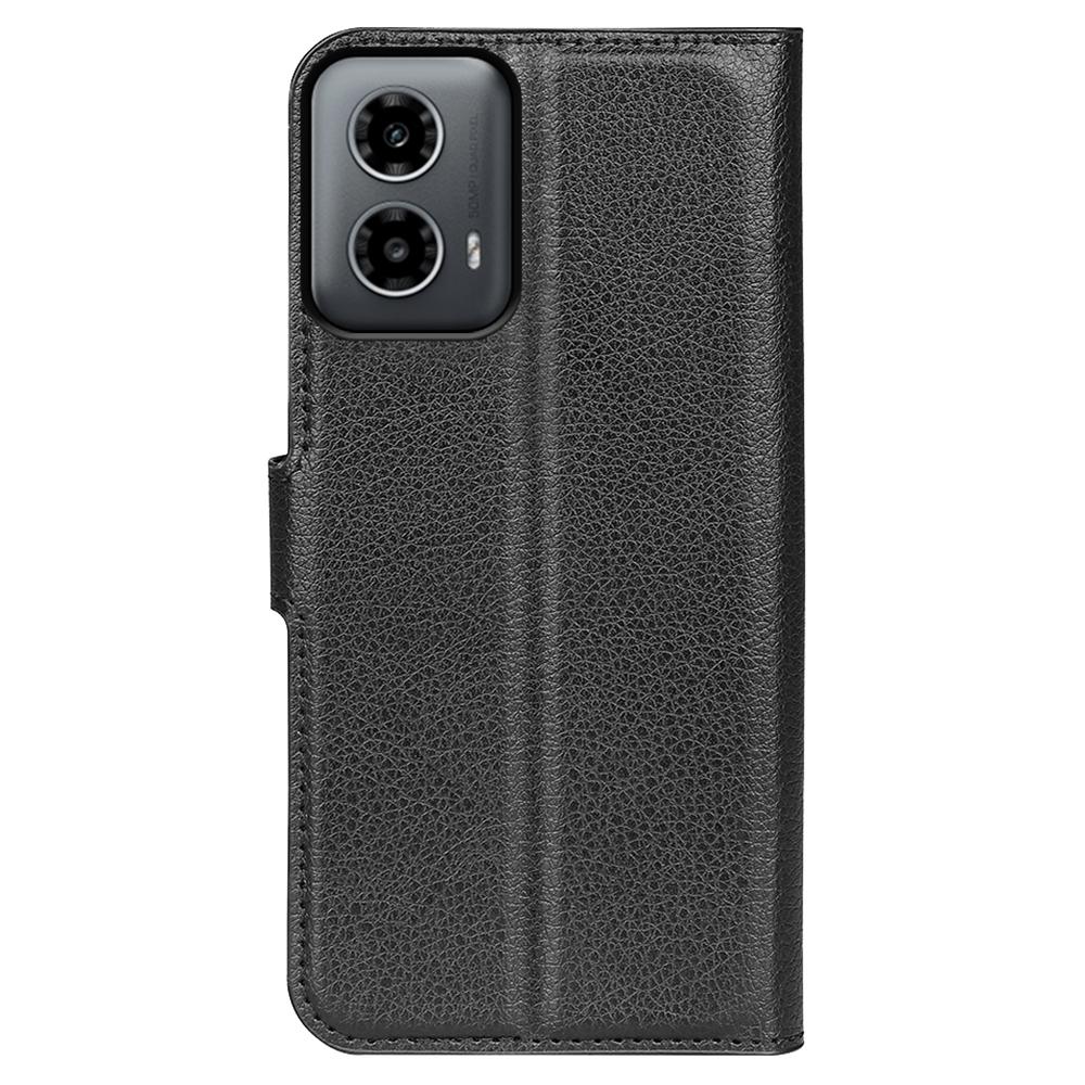 For Motorola Moto G45 5G/G34 5G Case Folio Stand View Leather Phone Cover Litchi Texture
