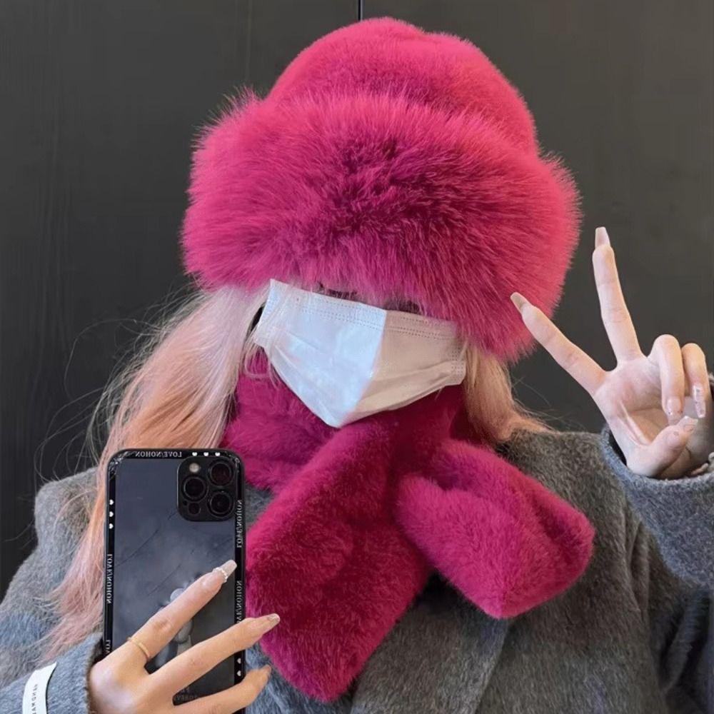 Windproof Plush Neck Warmer Thick Warm Ear Protection Fashion Neck Wrap  Women