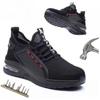 Fashion Black Summer Mesh Safety Shoes Air Cushion Breathable Lightweight Steel Toe Work Shoes Protection Work Safety Sneakers For Men