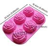 1Pcs Baking Tray Making DIY  Tool Candy Decoration 6 Cavity Silicone Rose Shape Kitchen Supplies Fondant Soap Mold