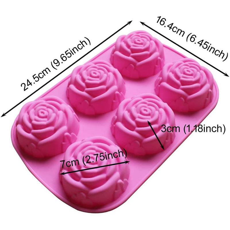 1Pcs Baking Tray Making DIY  Tool Candy Decoration 6 Cavity Silicone Rose Shape Kitchen Supplies Fondant Soap Mold