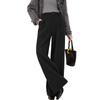 Xiangying Women's Dark Gray High-Waist Straight-Leg Trousers