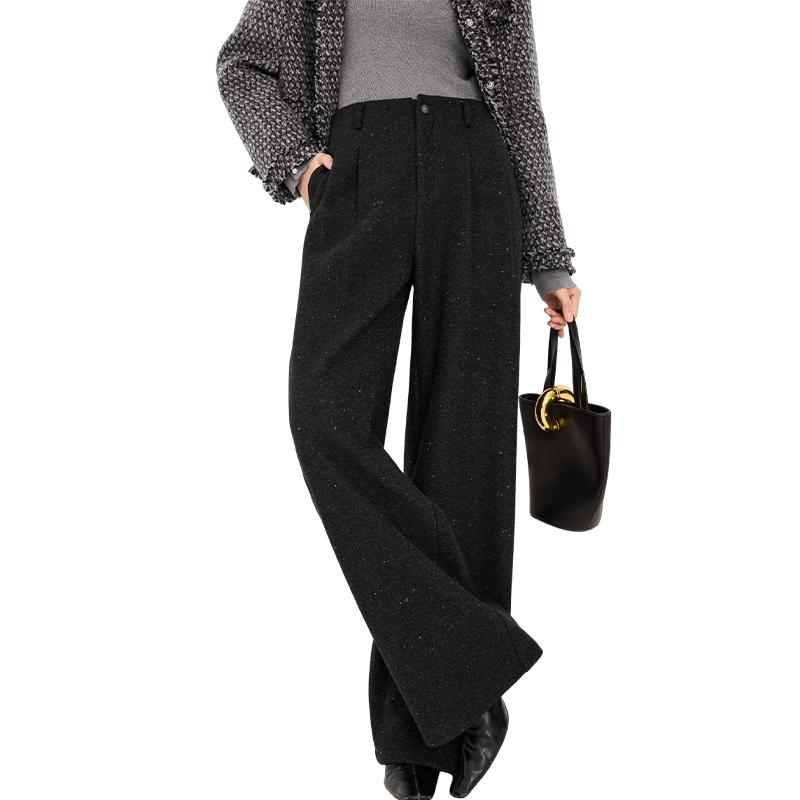 

Xiangying Women s Dark Gray High-Waist Straight-Leg Trousers L