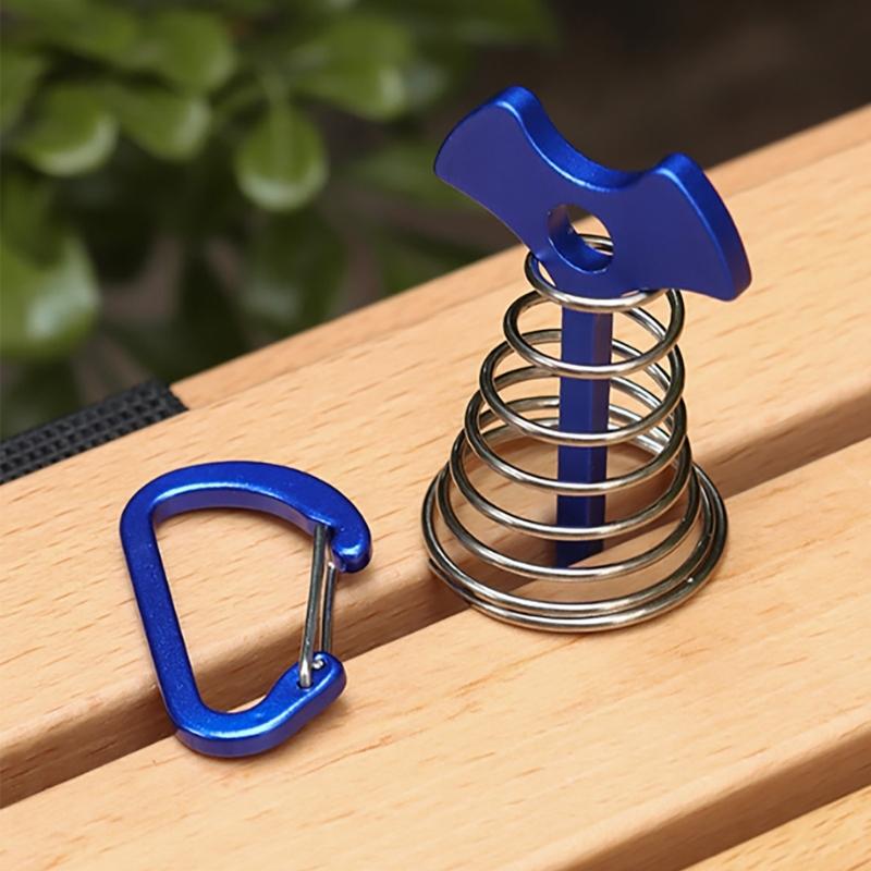 10Pcs Deck Anchors Peg Windproof Fish Bone Tent Stakes with Spring Buckles Wind Rope Anchors Camping Tent Peg Easy to Use