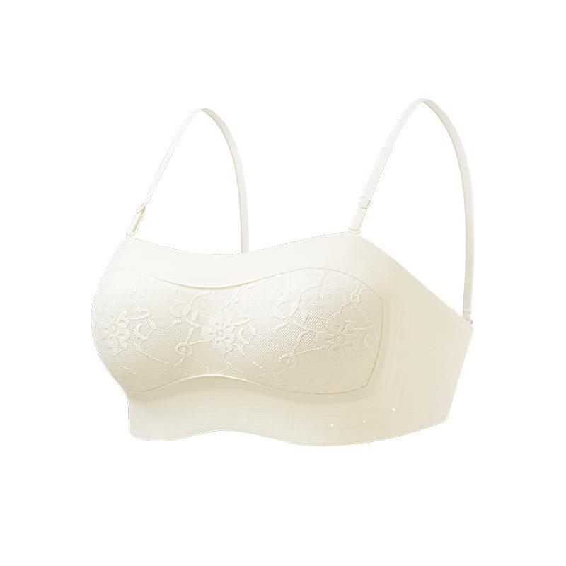 Strapless beautiful back cross underwear women's tube top thin large chest small chest gathering anti-light anti-sagging bra cover