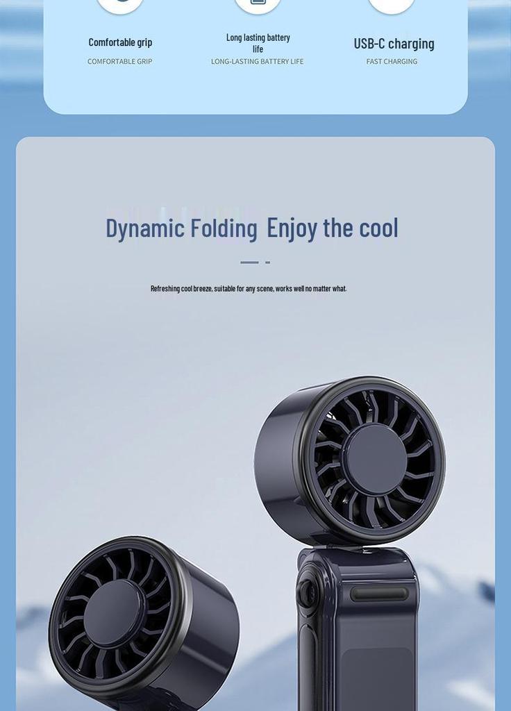 Portable High-Speed Foldable Handheld Fan, Super Powerful Small Neck-Hanging Fan for Outdoor Use