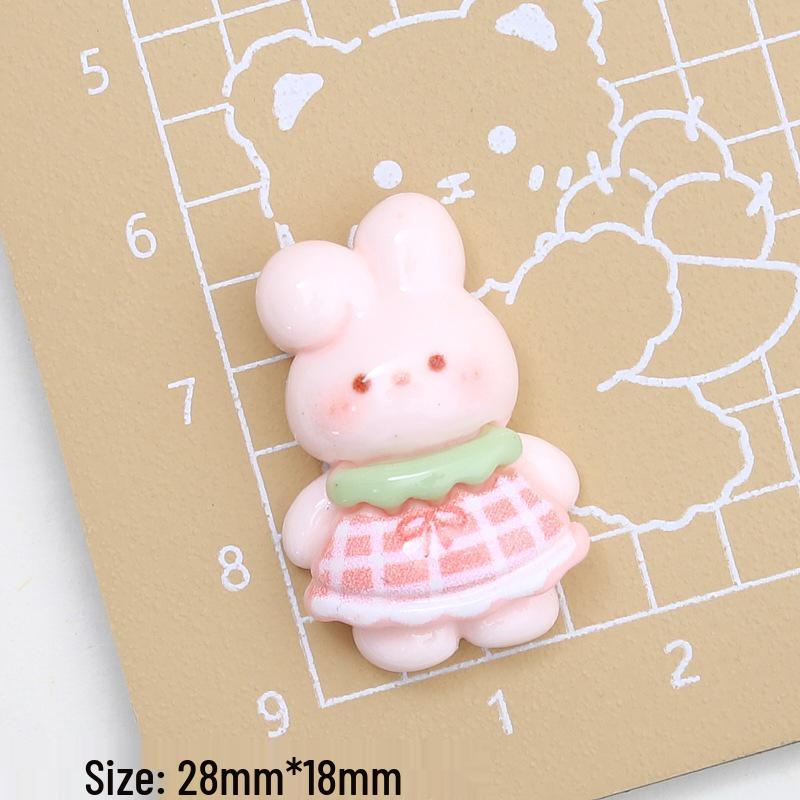 Pink & White Rabbit Cartoon Resin Shoe Charms for DIY Jewelry & Hair Clips