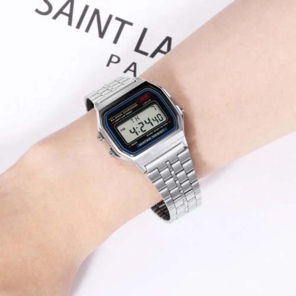 Simple Retro Digital Watch Metal Wristwatch Couple Student