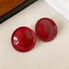 Silver Needle Ankara Red Geometric Stud Earrings Female Korean Ins Fashion Design Earrings High-end Exquisite Earrings