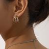 INS French Niche Geometric Titanium Steel Earrings: 18K Gold Three-Line Design for Women
