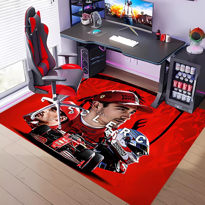 C-charles Leclerc F1 Racing-Themed Entrance Mat,Non-Slip Mat Area Rug,Room Decor,Outdoor Decor,Kitchen Rug,Doormat - Machine Washable,Easy to Clean