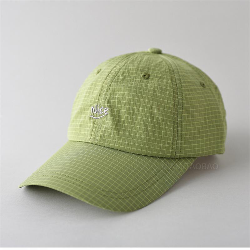 Quick Dry Baseball Cap with Letter Embroidery & Plaid, Korean Style Spring Summer Hat for Men Women Unisex