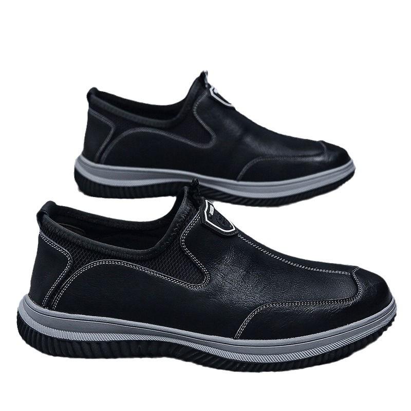 Leather Casual Shoes Men's One-pedal Shoes 2025 Spring Fashion Socks Men's Shoes Trendy Leather Shoes Men